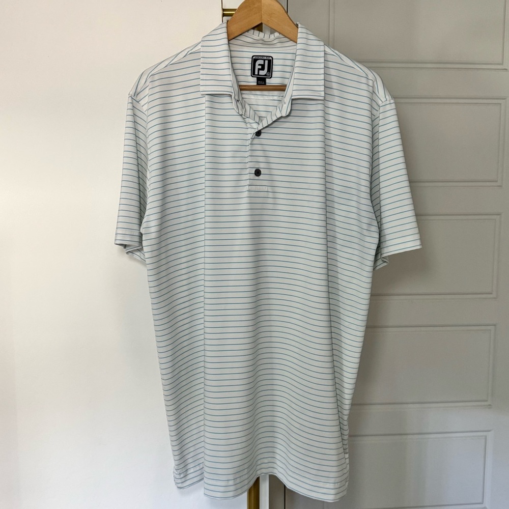 Men's Short Sleeve Athletic Fit Stripe Golf Performance Polyester Shirt Size XL